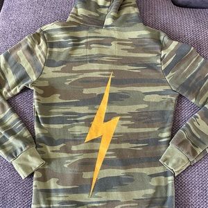 Aviator Nation Camo Bolt zip up sweatshirt, sz M